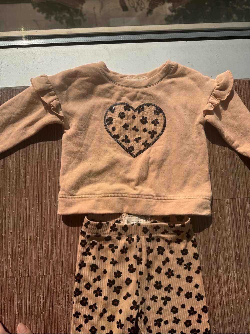 btween Peach Heart & Floral Pajama Set